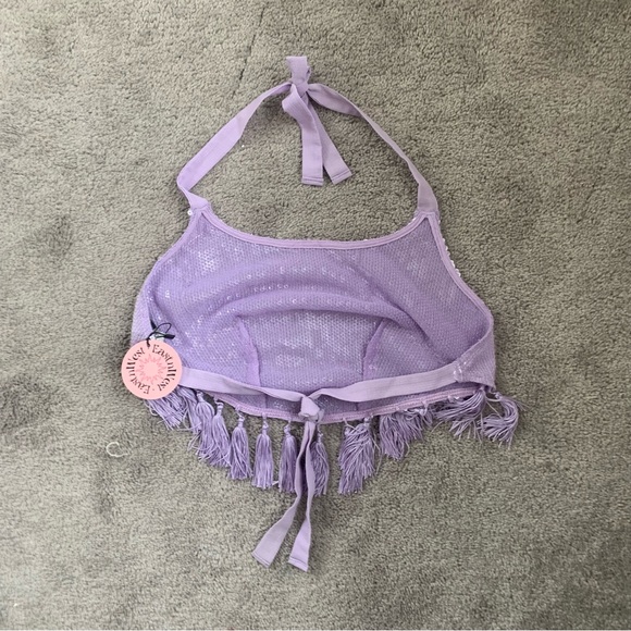 NWT HTF FP X East n west label Sequin Tassel HALTER TOP - Picture 6 of 7